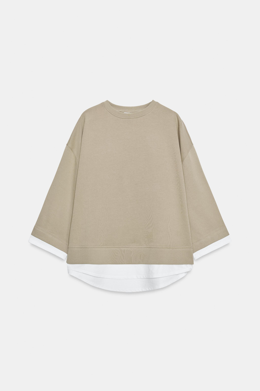 ТОЛСТОВКА С ДЛИННЫМИ РУКАВАМИ И КОНТРАСТНОЙ ВСТАВКОЙ — ZARA