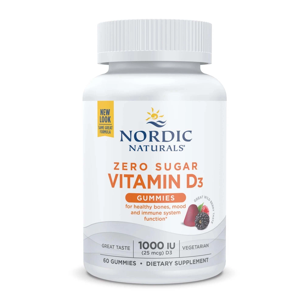 Zero Sugar Vitamin D3 1000IU 60 жевательных пастилок Nordic Naturals