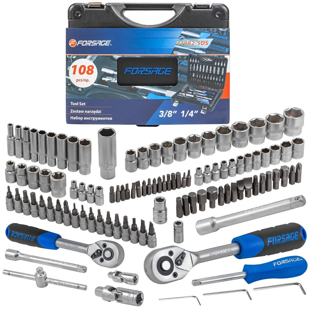 Набор инструментов 108 пр. 1/4''3/8''(6гр.)(4-22мм) Forsage F-41082-5DS-м