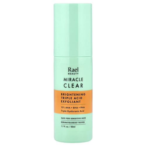 Rael, Miracle Clear, осветляющий эксфолиант с тройными кислотами, без отдушки, 50 мл (1,7 жидк. унции)