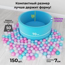 Игрушка Детский сухой бассейн Romana Зефир мини 150 шариков (серый / Розовый микс)