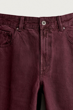 ZARA БРЮКИ BALLOON FIT СО ШВАМИ, БУРГУНДИ