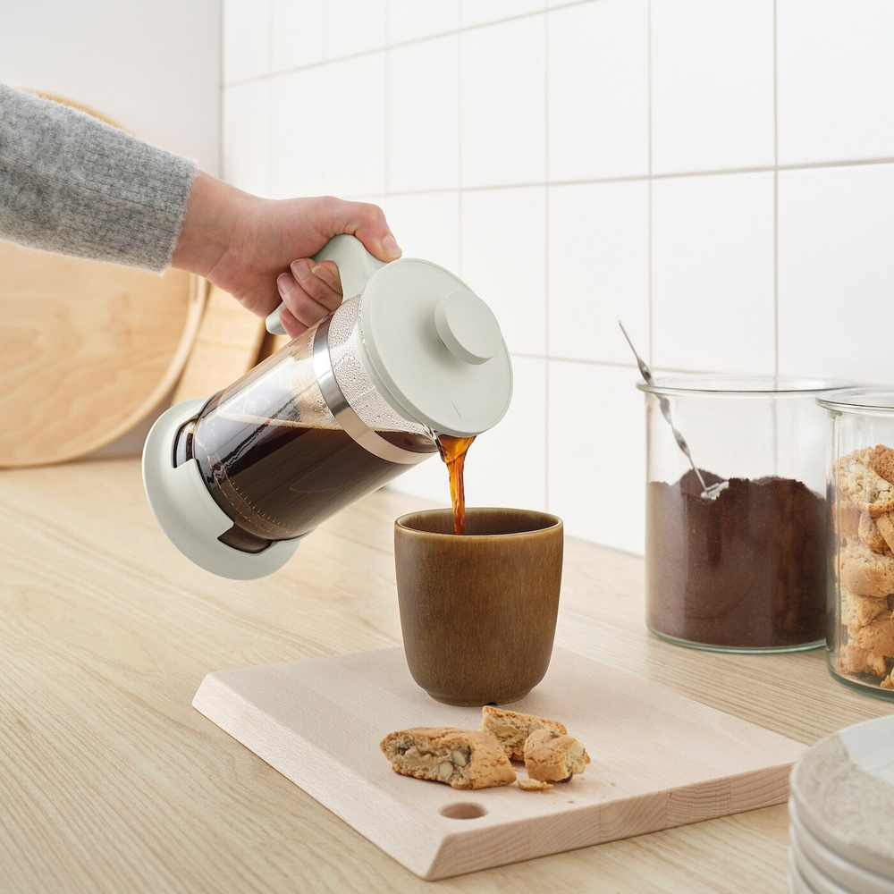 IKEA UPPHETTA  (ИКЕА УППХЕТТА)  -  Кофеварка/чайник, стекло/нержавеющая сталь, кремовый, 1 л