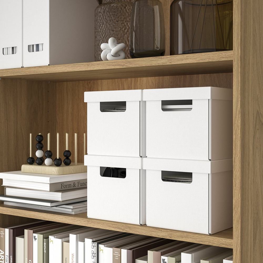 IKEA FJÄDERHARV  (ИКЕА ФЙЭДЕРХАРВ)  -  Коробка с крышкой - белый 18x25x16 см