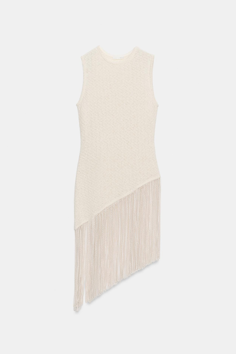 ZARA ТОП В СТИЛЕ РУСТИК С БАХРОМОЙ, ЭКРЮ