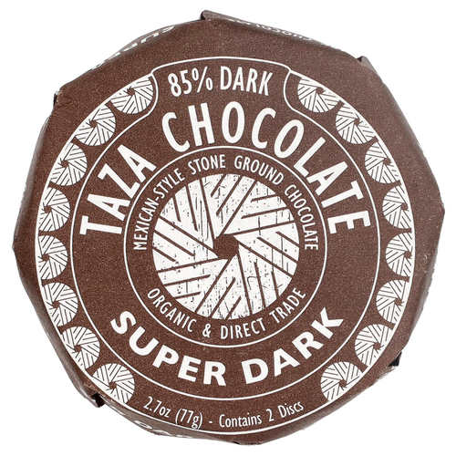 Taza Chocolate, Диски из темного шоколада, суперчерный, 2 шт., 77 г (2,7 унции)