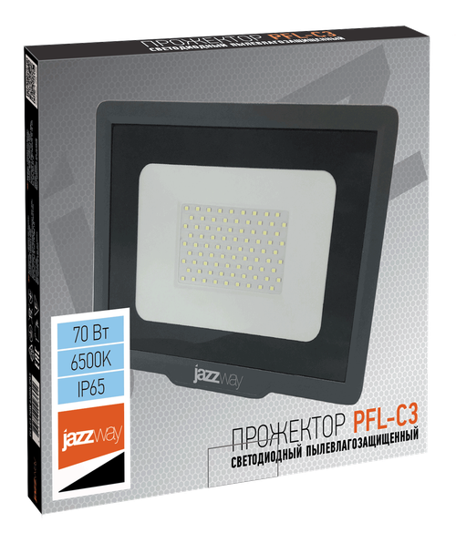 Прожектор светодиод. Jazzway PFL-C3 70Вт 6500К 6300Лм IP65 244х217х26 черный