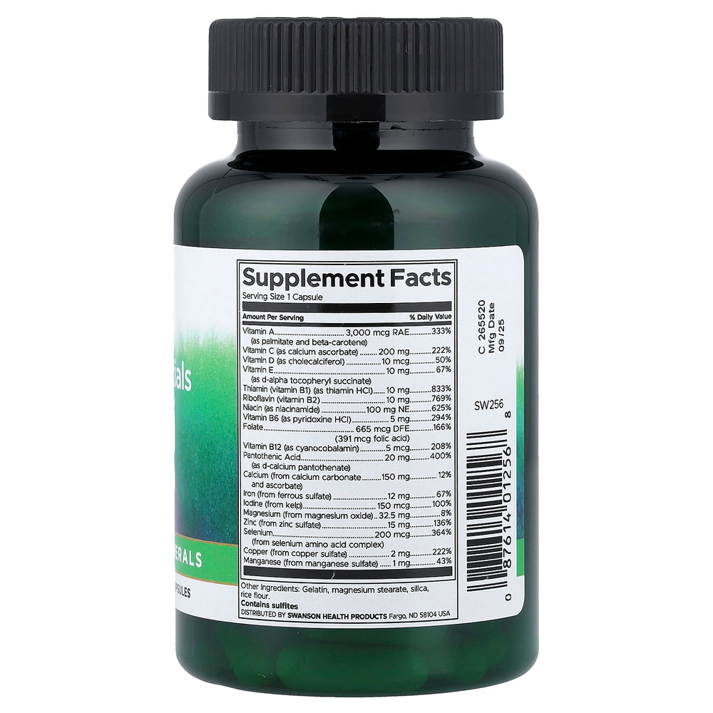 Swanson Vitamins, Daily Essentials, мультивитамины с железом, 100 капсул