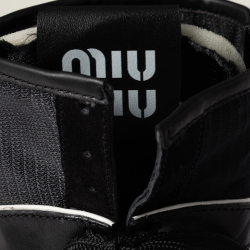 Miu Miu Высокие кроссовки-боксерки из технической ткани и замши, черный/антрацитовый