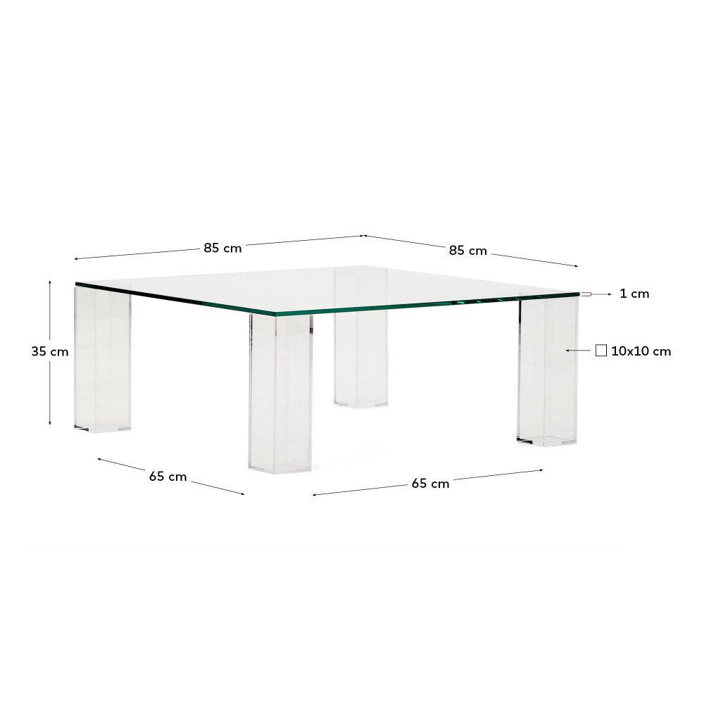Журнальный столик Adularia из стекла прозрачного цвета 85 x 85