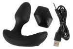 Черный вибростимулятор простаты Butt Plug с функцией расширения - 10,7 см. (Цвет: черный)