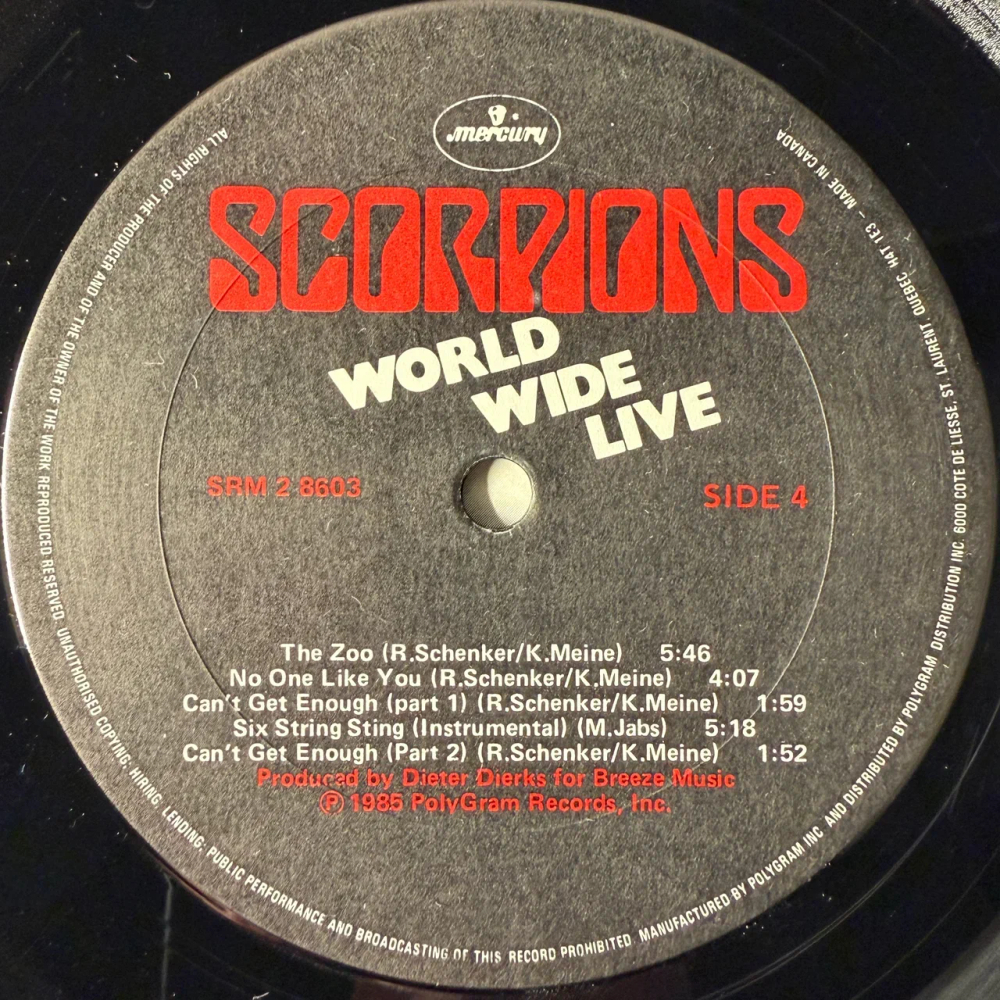 Scorpions ‎– World Wide Live 2LP (Канада 1985г.)