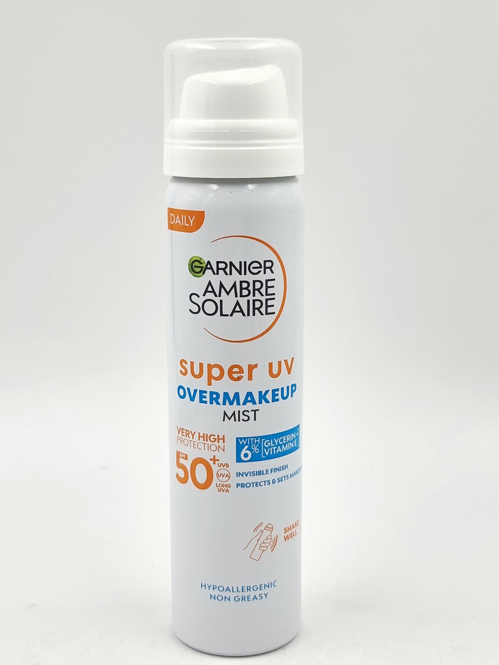 солнцезащитный спрей для лица Garnier Ambre Solaire Over Makeup супер SK50 УФ 75 мл (Из Финляндии)