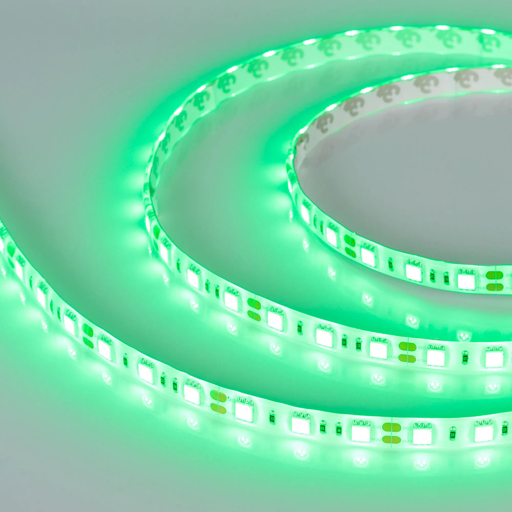Светодиодная лента RTW 2-5000SE 12V Green 2x (5060, 300 LED, LUX) (Arlight, 14.4 Вт/м, IP65) 015434