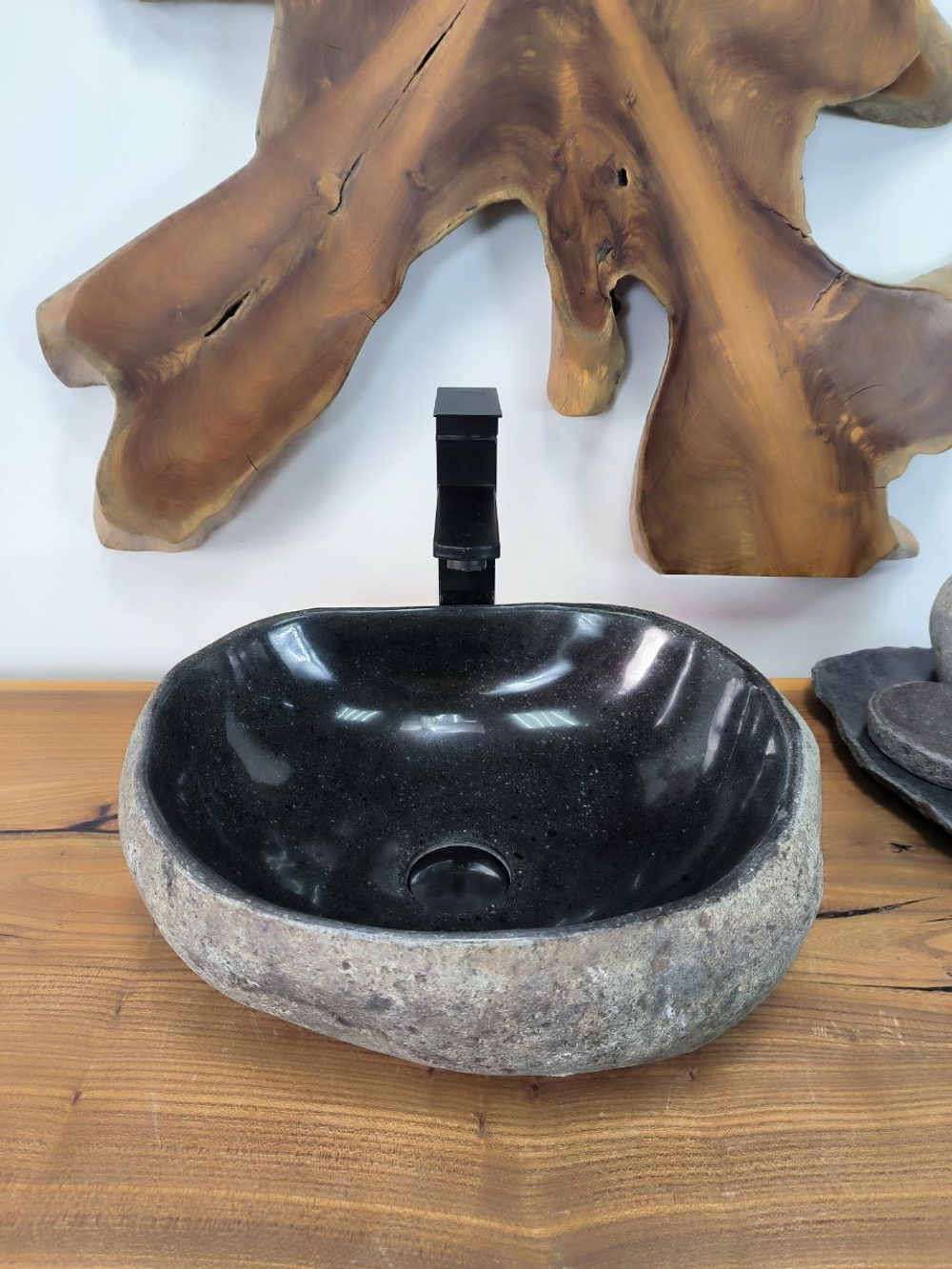 Раковина из речного камня RS-66373 41х33х14 из натурального камня