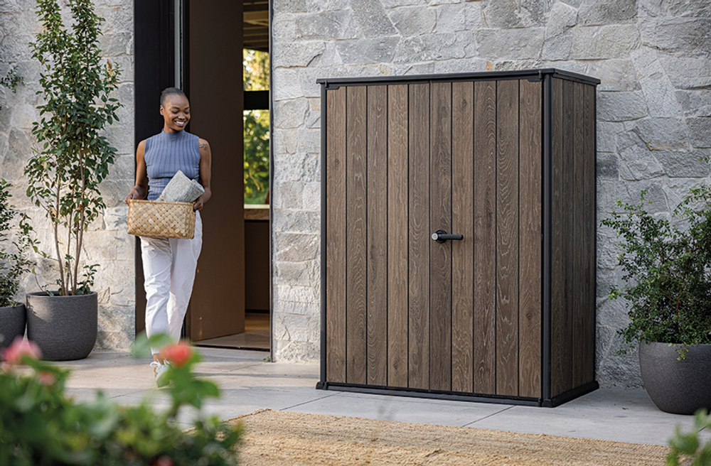 Уличный шкаф пластиковый Keter Deco Vertical 1400 л brown