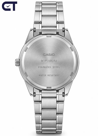 CASIO MTP-V005D-1B4 CASIO Collection мужские наручные часы — чёрный циферблат с контрастной разметкой и стальной браслет