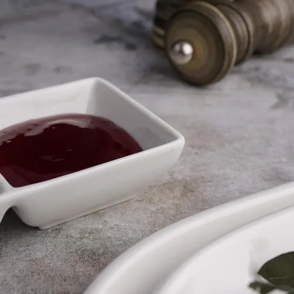 Соусник 70*70 мл двойной 14*7 см h3 см прямоуг. белый фарфор P.L. Proff Cuisine [6]