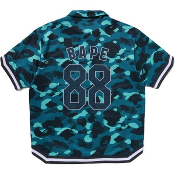 A Bathing Ape Bathing Ape Shirts Button Moderate Polyester Regular Straight Fit Summer 0zxsrm314321q зеленый
