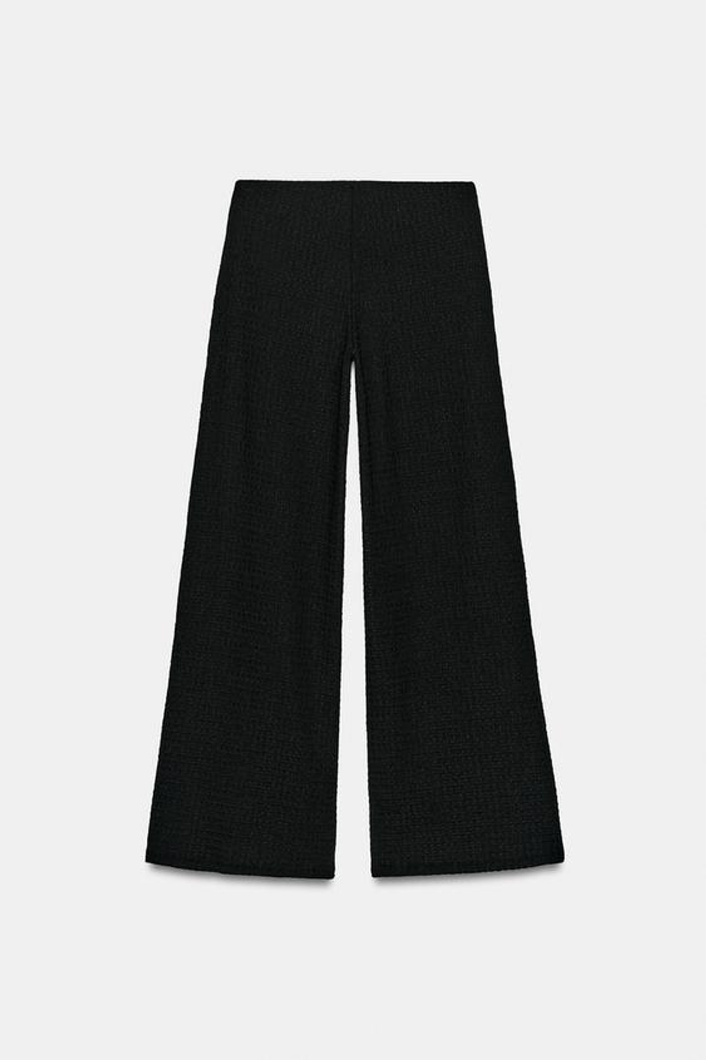 ZARA БРЮКИ ПРЯМОГО КРОЯ ФАКТУРНЫЕ, ЧЕРНЫЙ