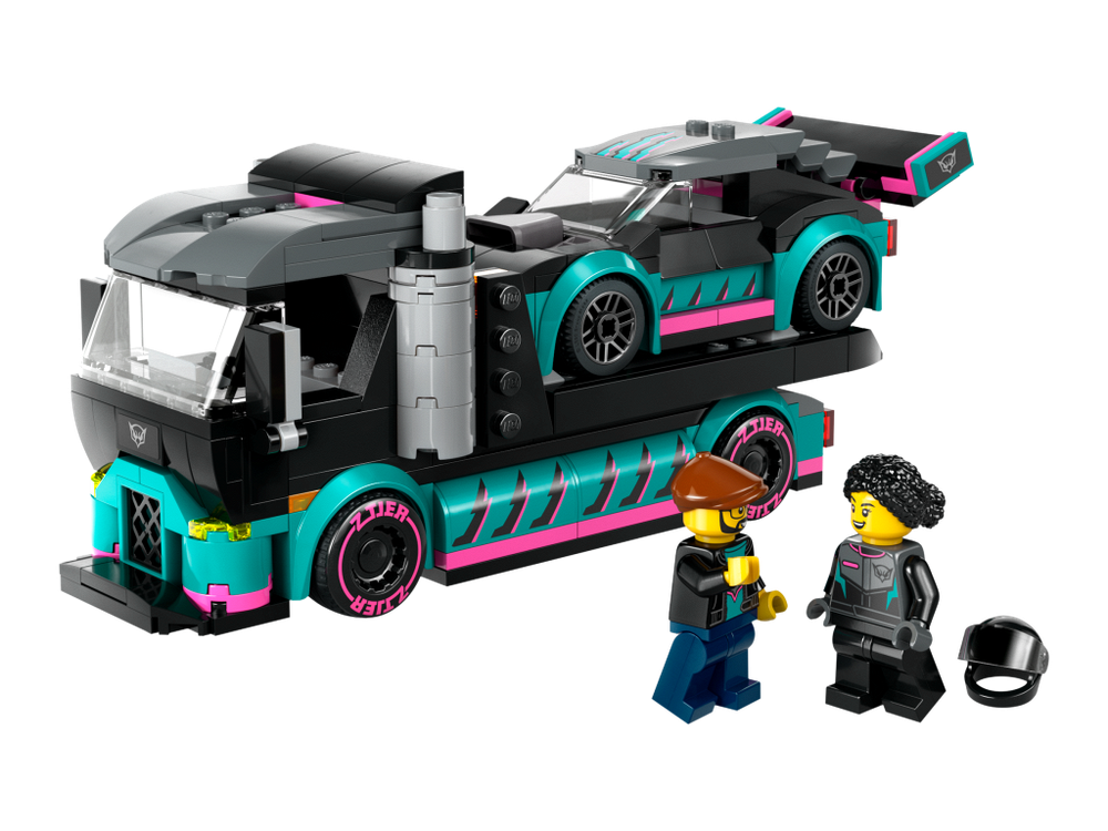 Конструктор Лего Сити Гоночный автомобиль и автовоз | LEGO City Race Car and Car Carrier Truck 60406 — 328 деталей (6+)