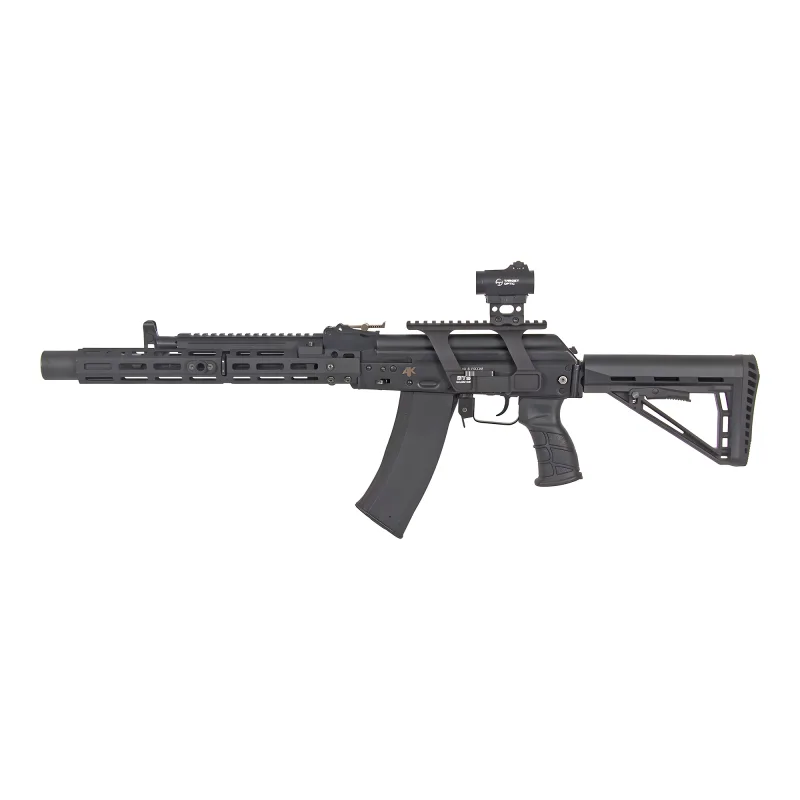 Коллиматор Target Optic 1x22, Weaver, красная марка, точка 2 MOA, проставка - вид слева на оружии, высокое крепление