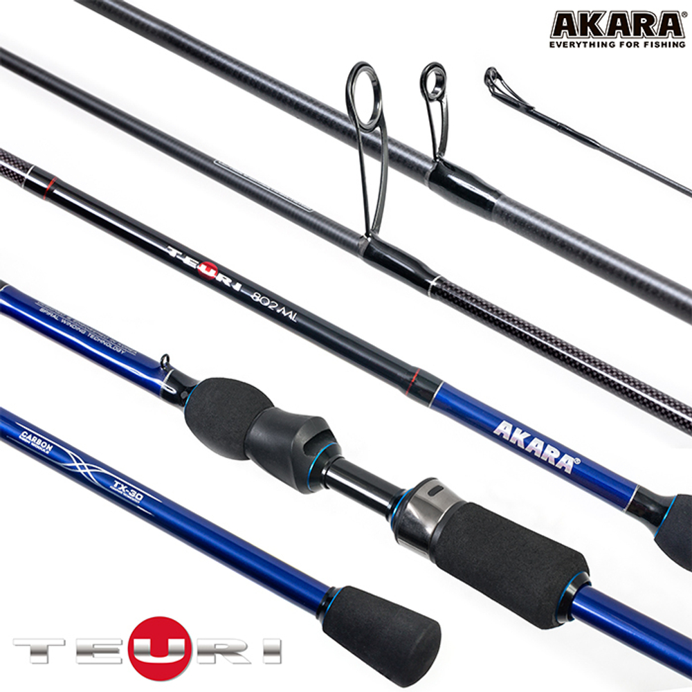 Спиннинг штекерный угольный 2 колена Akara Teuri MLS802 TX-30 (5,5-17,5) 2,44 м