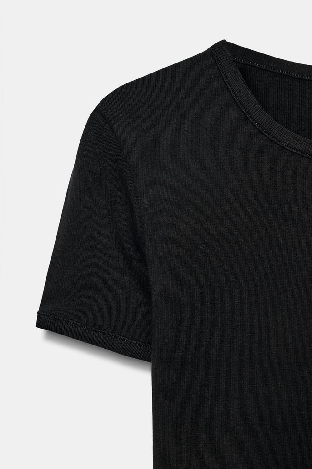 ZARA ФУТБОЛКА С КОНТРАСТНЫМИ ДЕТАЛЯМИ, ЧЕРНЫЙ