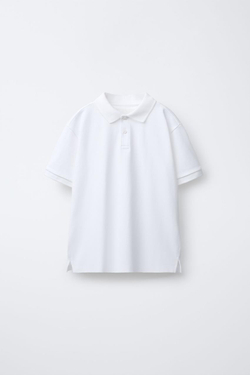 ZARA БАЗОВОЕ ПОЛО ИЗ ПИКЕ, БЕЛЫЙ