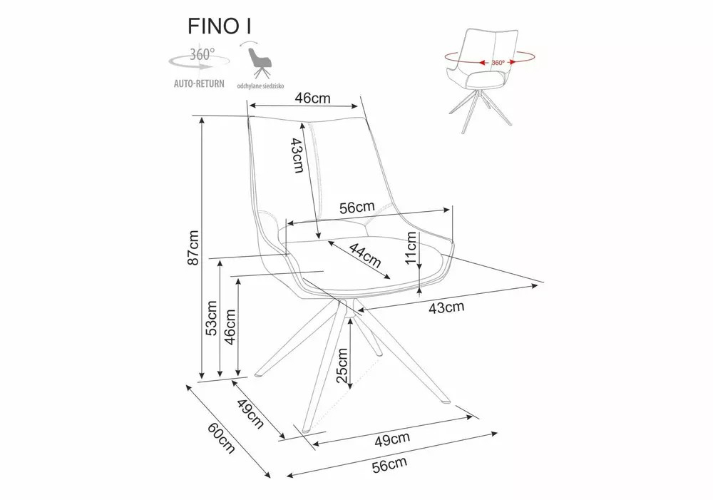 Стул SIGNAL FINO I Noelle 09 серый/черный, поворотный