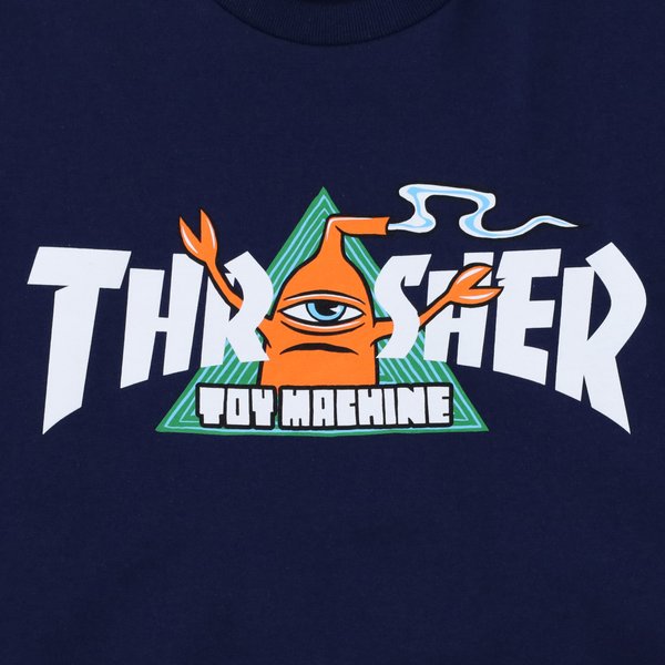 Футболка Thrasher x Toy Machine Vortex T-Shirt (navy) артикул: - купить в магазине Дайс