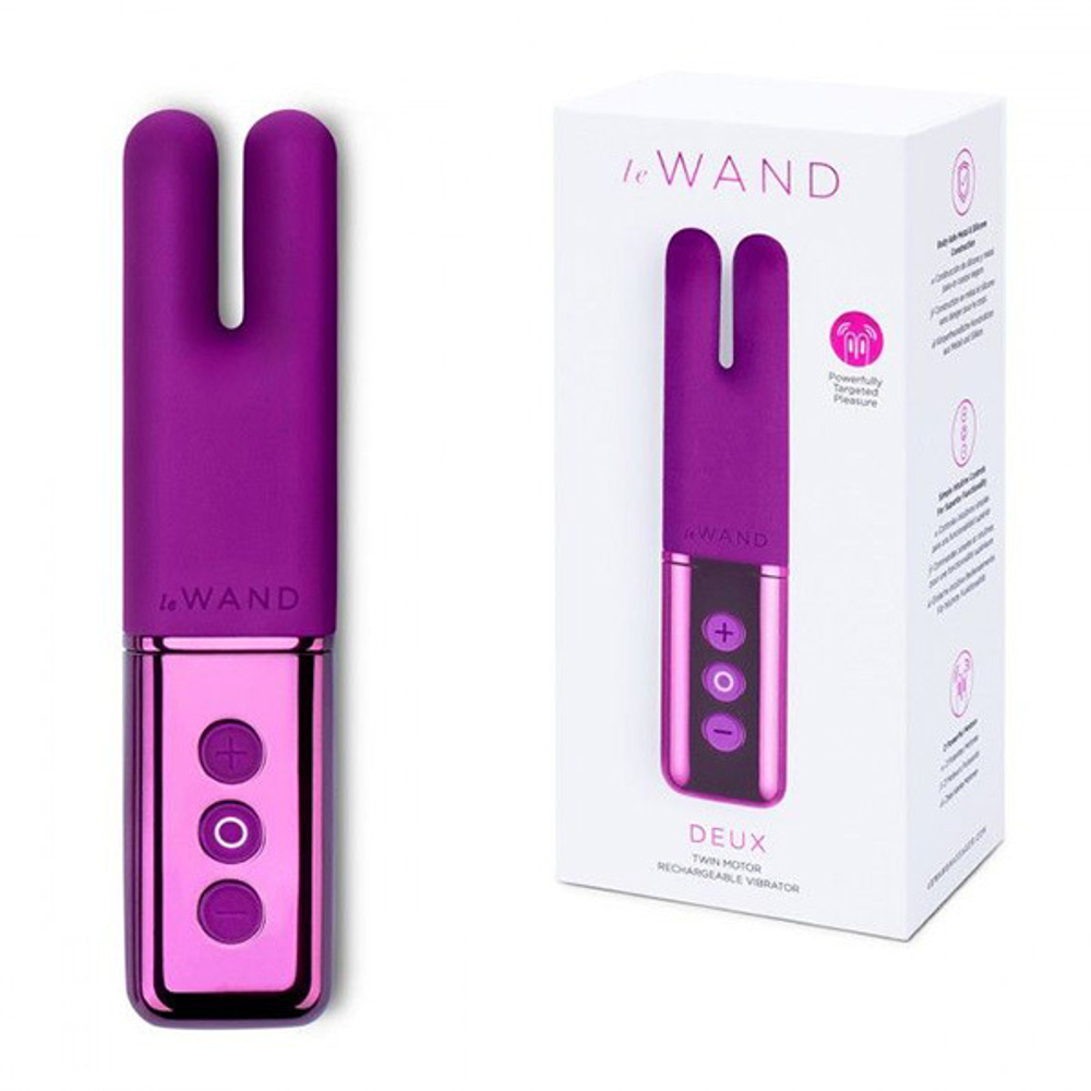 Фиолетовый двухмоторный мини-вибратор 11,6см Le Wand Deux LW-014-CHR