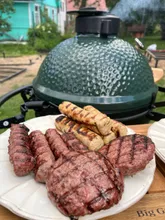 Керамический гриль Big Green Egg L Large (большой), 46 см, ножки с рукояткой, столики
