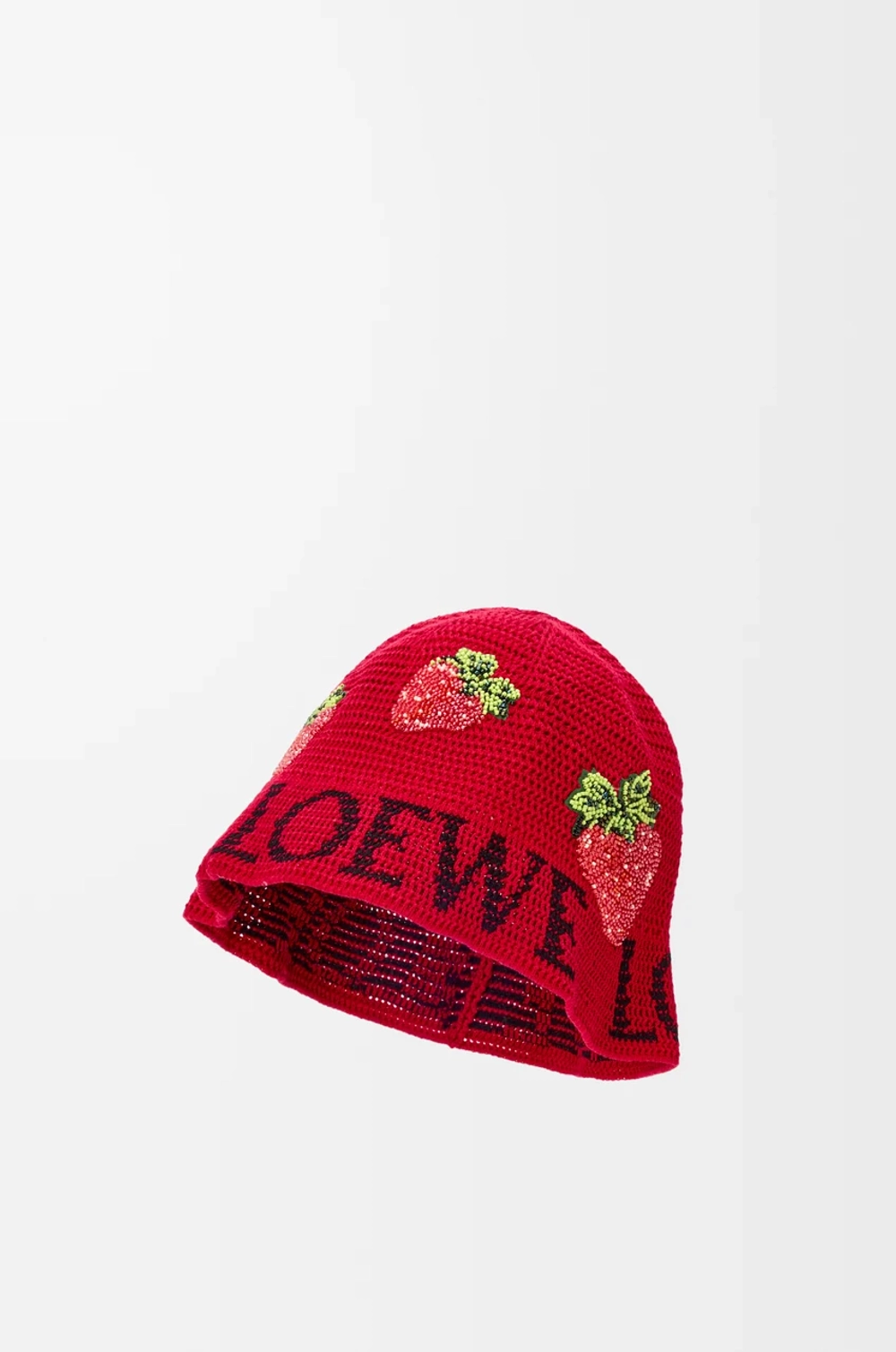 Loewe Панама из хлопка с клубничным принтом, красный