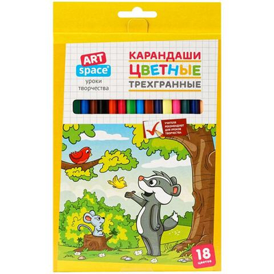 Карандаши 18цв. трехгран. заточ европодвес "Лесные жители" (Спейс)