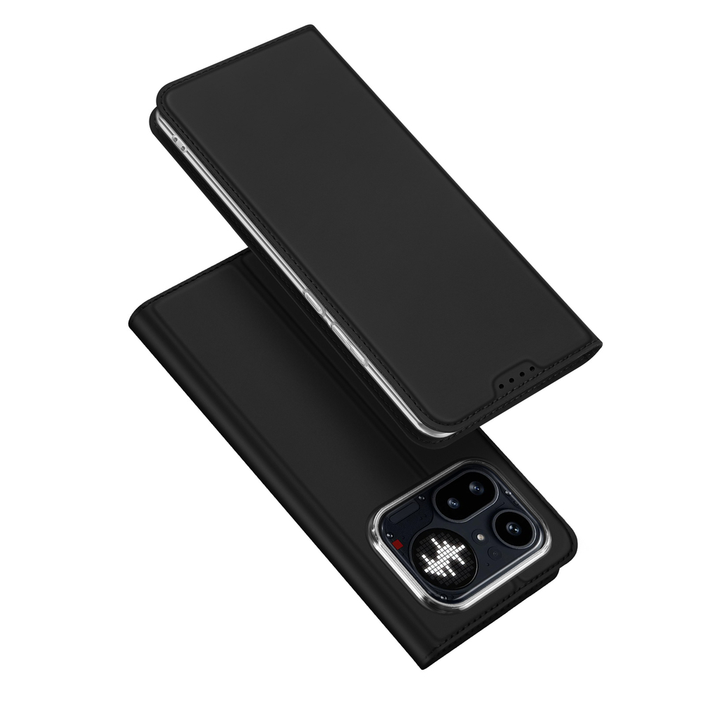 Чехол книжка из кожи черного цвета для Nothing Phone 4a Pro, серия Skin Pro Series от Dux Ducis