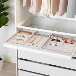IKEA KOMPLEMENT  (ИКЕА КОМПЛЕМЕНТ)  -  Вкладыш с 4 отделениями - светло-серый 25x53x5 см