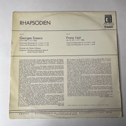 Винтажная виниловая пластинка LP Georges Enesco Энеску, Джордже, Franz Liszt Лист, Dirigenten: Wladimir Golschmann, Anatol Fistoulari Rhapsodien (Австрия 1976)