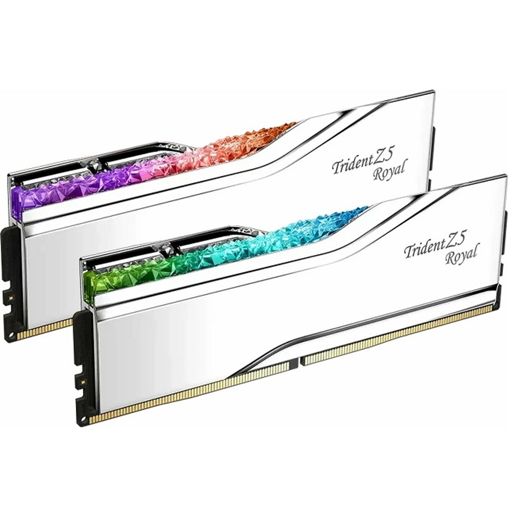 Оперативная память DIMM DDR5 64Gb, 6400Mhz, 2x32Gb, G.Skill Trident Z5 Royal RGB Silver (F5-6400J3239G32GX2-TR5S)