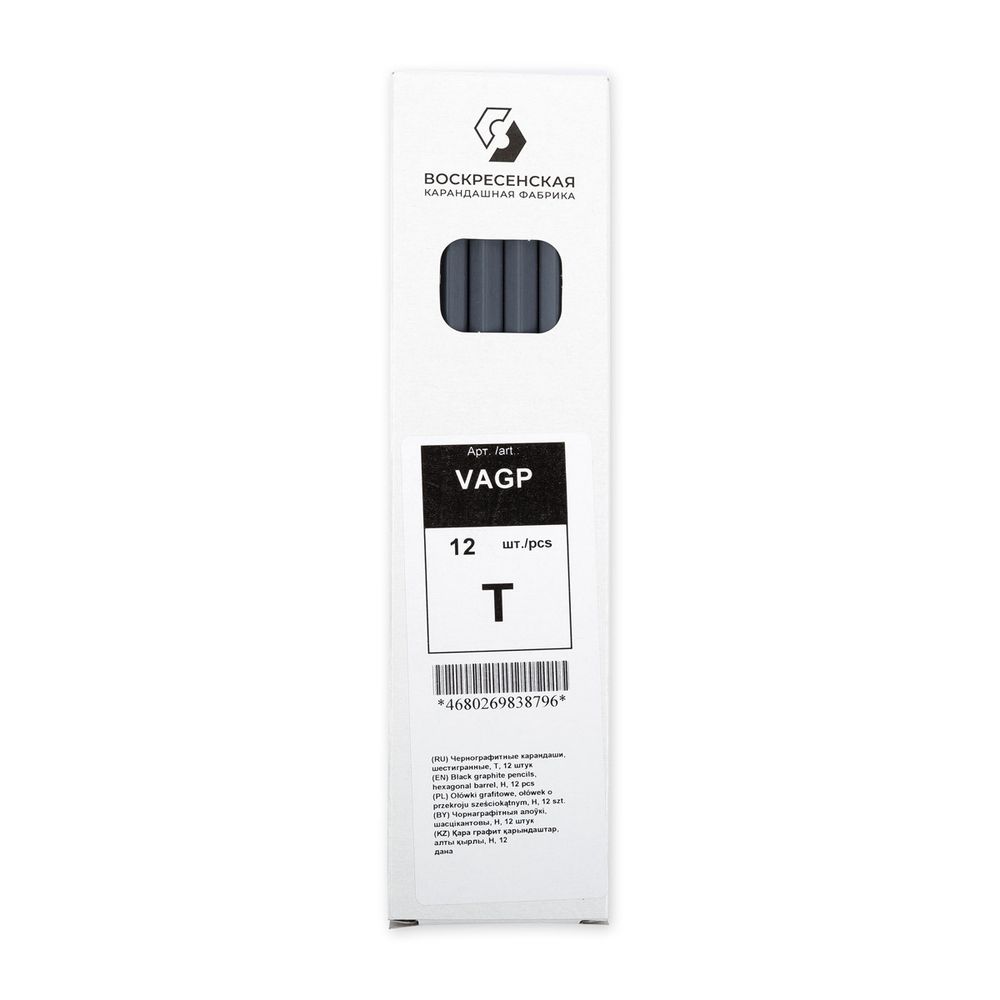 Карандаш чернографитный заточенный Т (H) 12 шт, Vista-Artista VAGP
