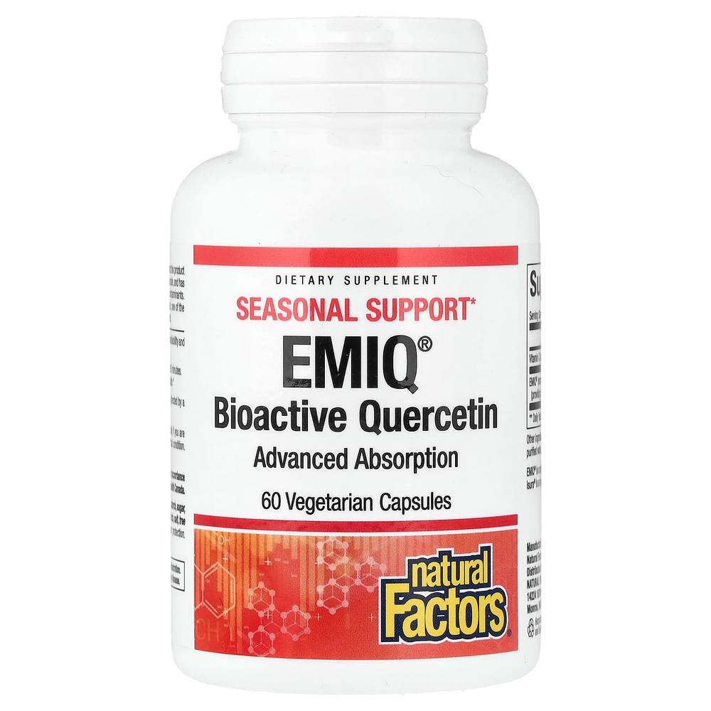 Natural Factors, EMIQ®, биоактивный кверцетин, 60 вегетарианских капсул