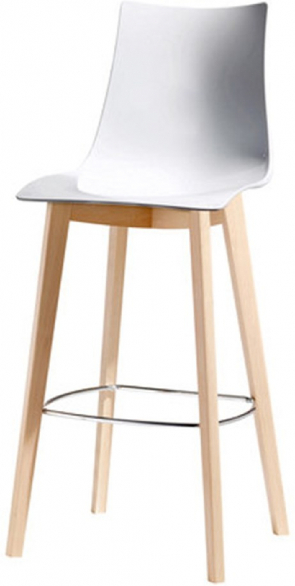 Стул барный пластиковый Scab Design Natural Zebra Antishock, натуральный бук, белый