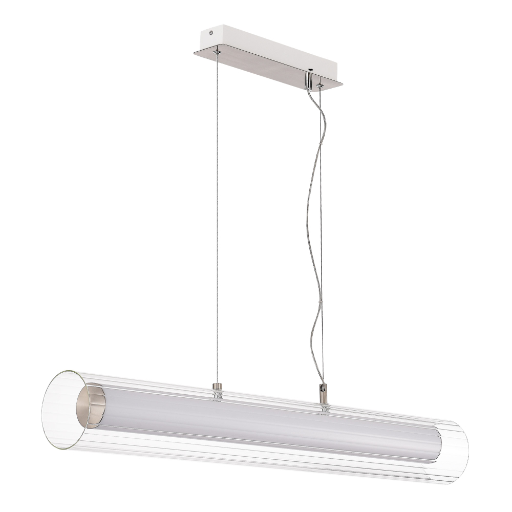 Светильник подвесной, Никель/Белый-прозрачный, ENFYS, LED 33W, 3000K/4000K/6000K