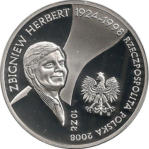 10 злотых. Збигнев Херберт (1924-1998). 2008 год. Польша.