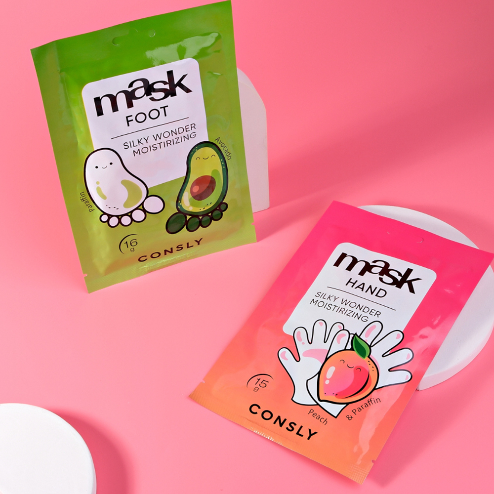 Consly Peach & Paraffin Silky Wonder Moisturizing Hand Mask парафин-маска для рук с экстрактом персика