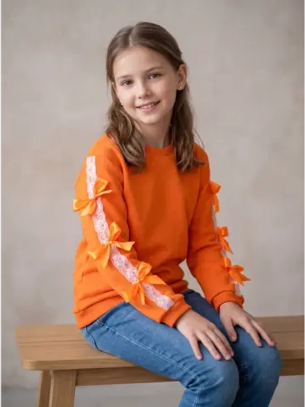 Свитшот детский с начесом оранжевый