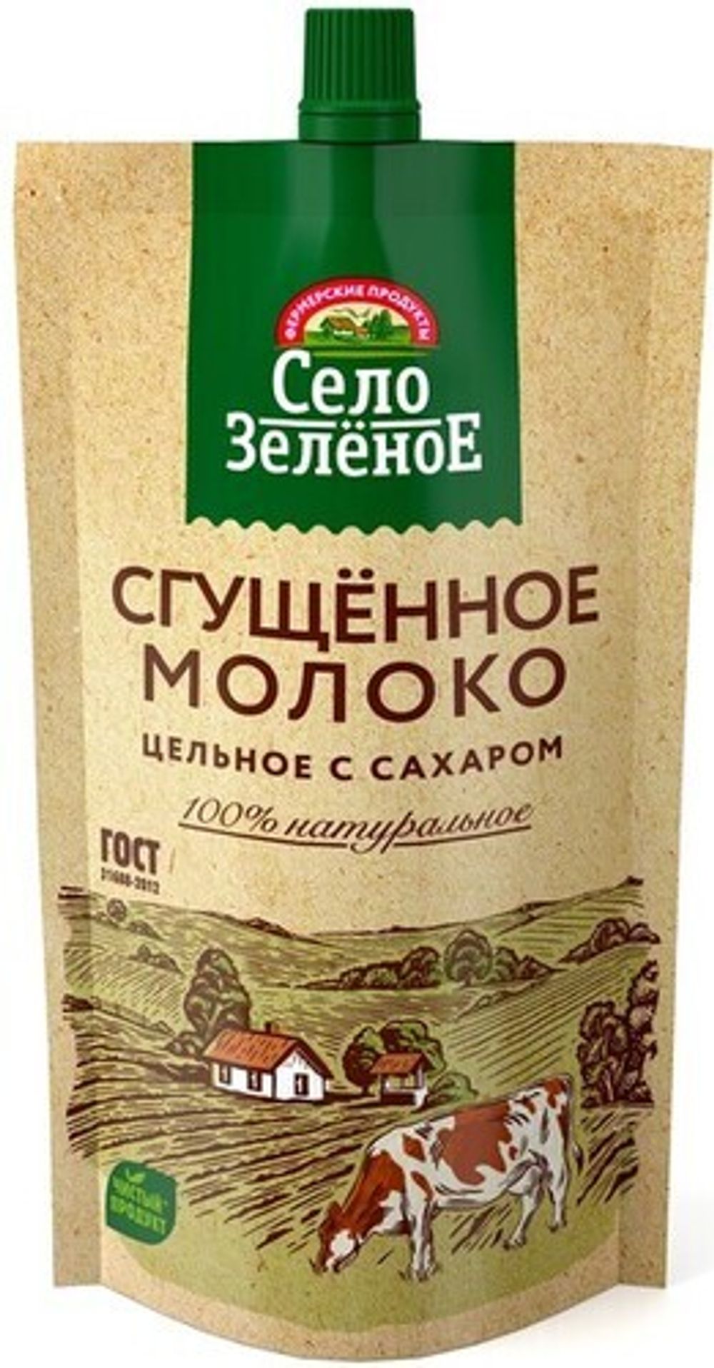 Сгущенное молоко Село зеленое Цельное с сахаром дой/пак 270г