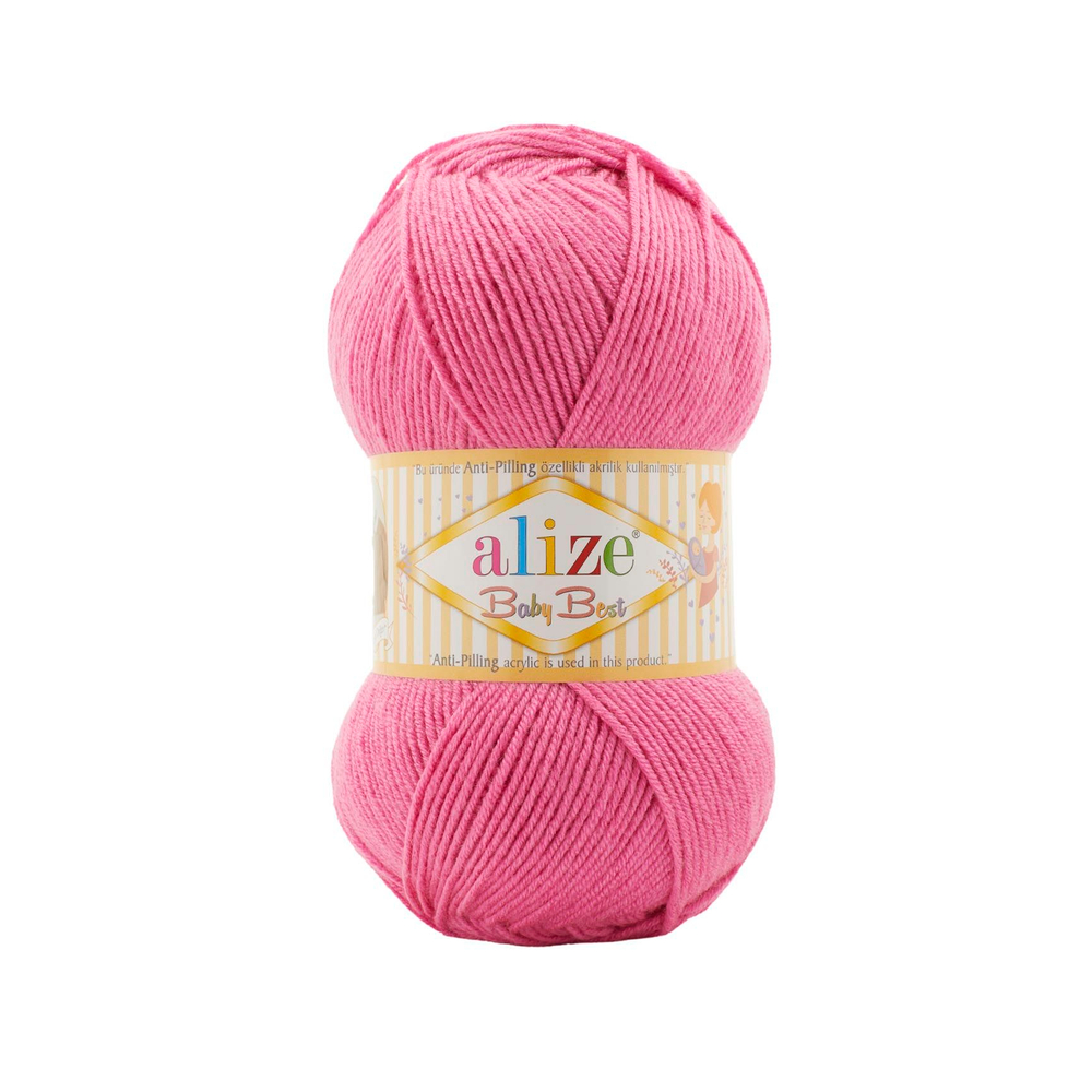 Беби бест (Baby best) пряжа Alize 10% бамбук 90%акрил 5х100г/240м 157 Ярко-розовый