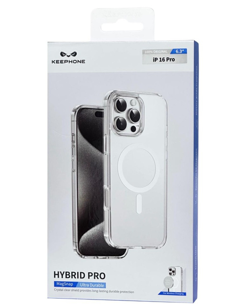 Накладка для i-Phone 16 Pro Keephone Hibrid Pro MagSnap прозрачный