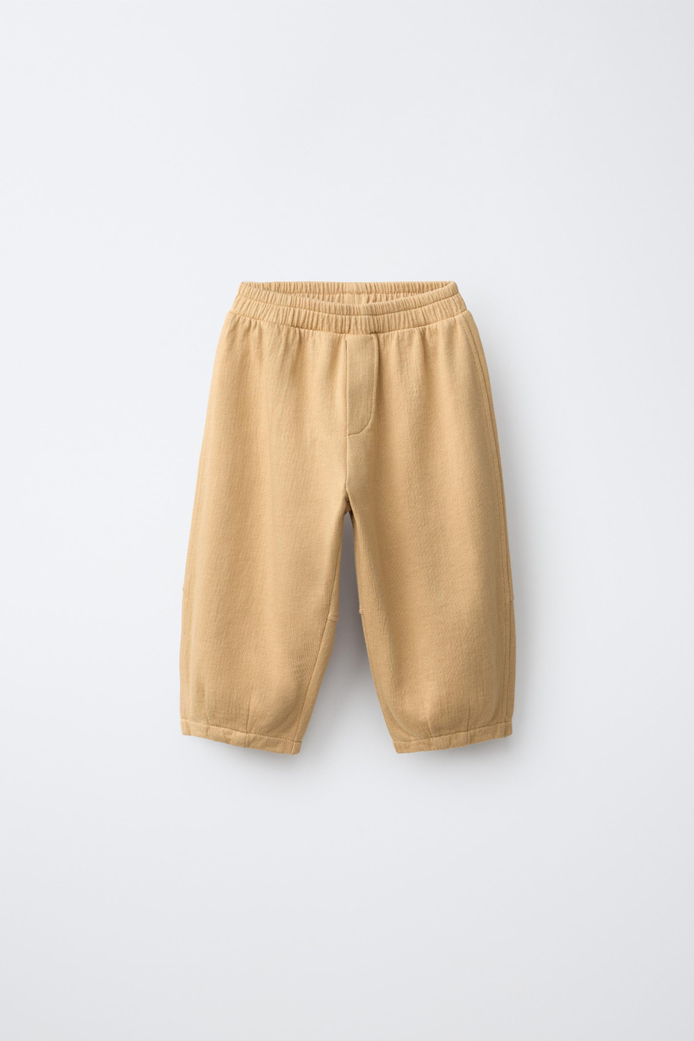 ZARA БРЮКИ BARREL ИЗ ФУТЕРА, ПЕСОЧНЫЙ